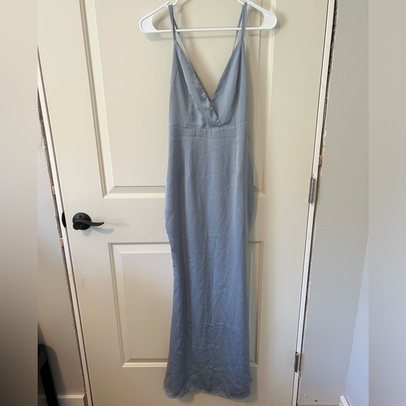 Beginning Boutique Blue Satin Dress - Picture 6 of 9